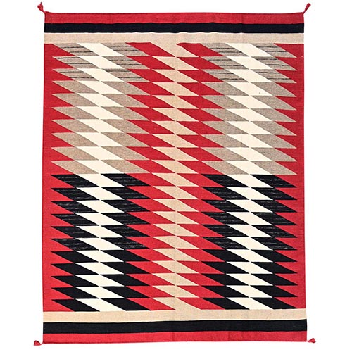 Parchment White, Flat Weave, Hand Woven, American Indian Southwest Geometric Design, 100% Wool, Oriental 