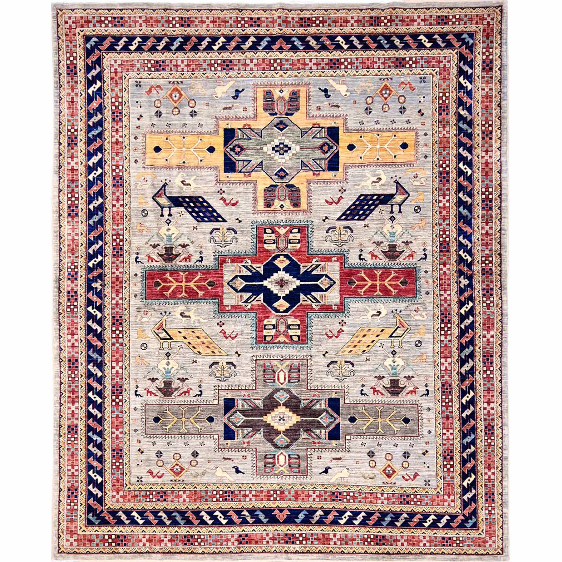 Tribal-Geometric-Hand-Knotted-Rug-10410