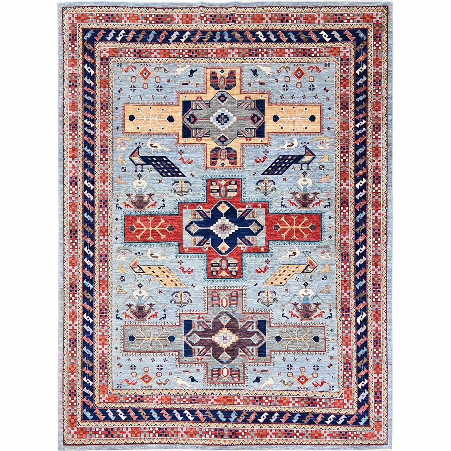 Tribal-Geometric-Hand-Knotted-Rug-10430