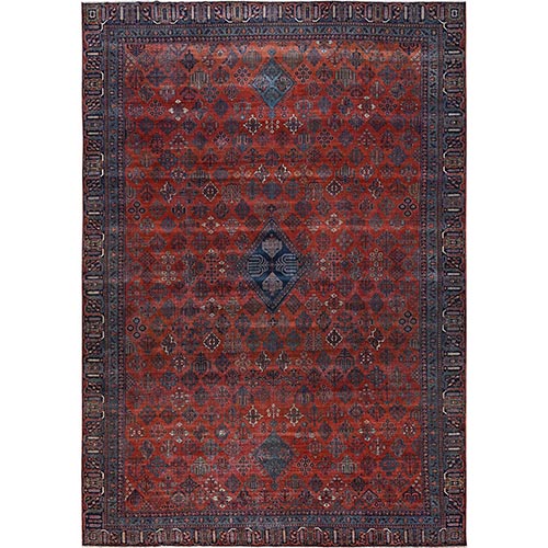 Merlot Red, Antique Persian Joshogan, Good Condition, Clean and Soft, Even Wear, Mansion Size, 100% Wool, Hand Knotted, XL, Oversized, Oriental 