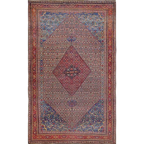 Chiffon White, Antique Persian Bidjar, Good Condition, Clean and Soft, Even Wear, Mansion Size, 100% Wool, Hand Knotted, XL, Oversized, Oriental 