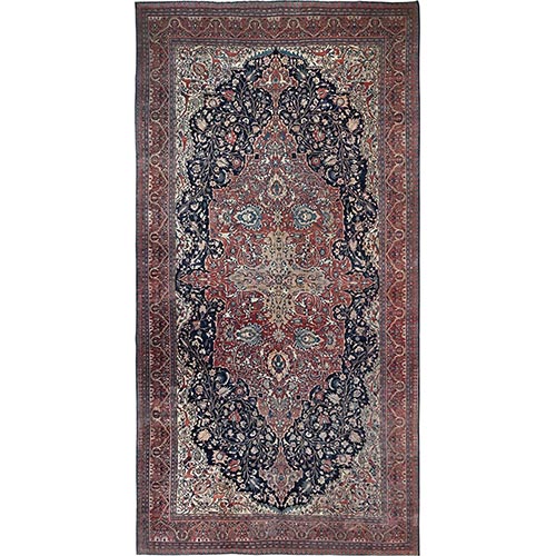 Lychee Red, Antique Persian Fereghan Sarouk, Good Condition, Clean and Soft, Mansion Size, Hand Knotted, 100% Wool, XL, Oversized, Oriental 