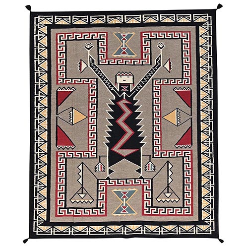 Amphora Brown, Flat Weave, American Indian Southwest Geometric Design, Hand Woven, 100% Wool, Oriental 