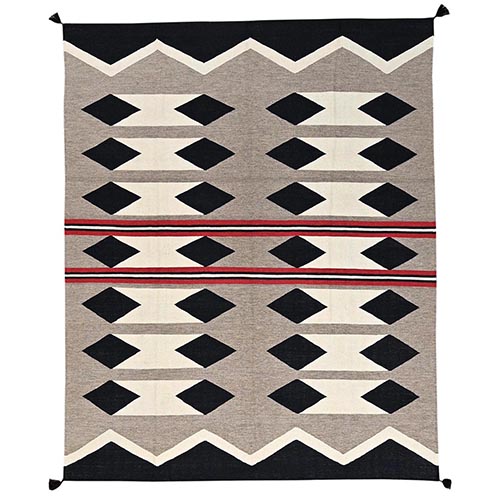 Khaki Brown, Flat Weave, American Indian Southwest Geometric Design, Hand Woven, 100% Wool, Oriental 