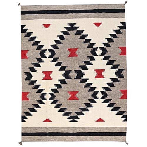 Ivory-Brown, Flat Weave, American Indian Southwest Geometric Design, Hand Woven, 100% Wool, Oriental 