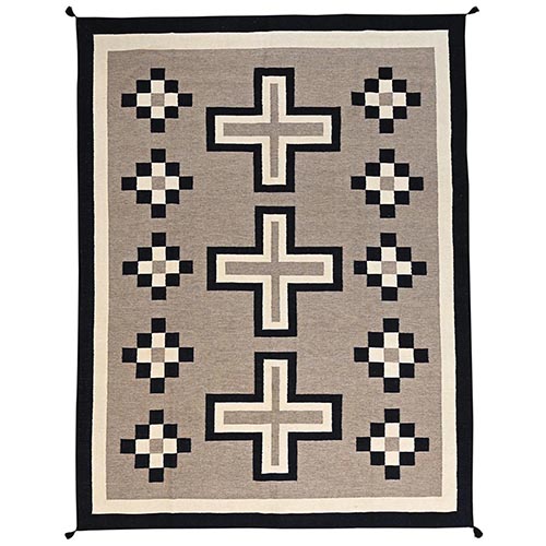 Khaki Brown, Flat Weave, American Indian Southwest Geometric Design, Hand Woven, 100% Wool, Oriental 
