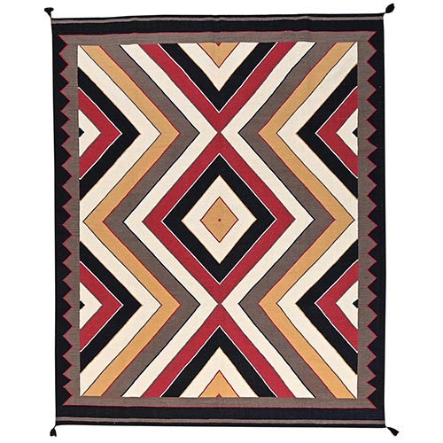 Colorful, American Indian Southwest Geometric Design, Hand Woven, Flat Weave, 100% Wool, Oriental 