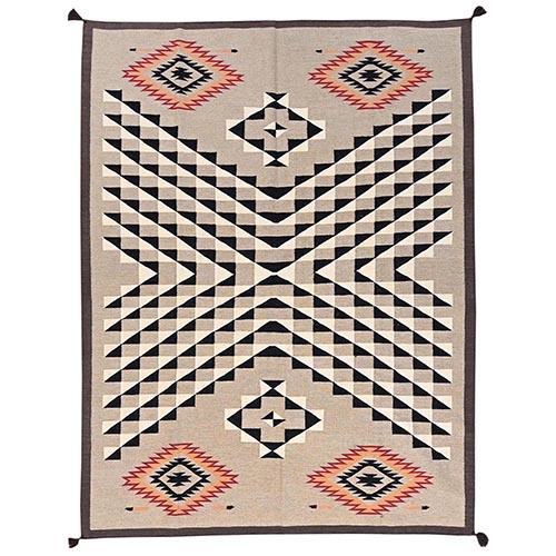 Khaki Brown, Flat Weave, American Indian Southwest Geometric Design, Hand Woven, 100% Wool, Oriental 