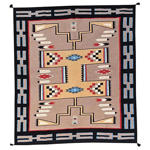 Beaver Brown, Flat Weave, American Indian Southwest Geometric Design, Hand Woven, 100% Wool, Oriental 