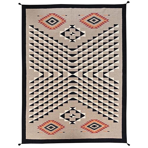 Khaki Brown, Flat Weave, American Indian Southwest Geometric Design, Hand Woven, 100% Wool, Oriental 