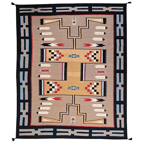 Beaver Brown, Flat Weave, American Indian Southwest Geometric Design, Hand Woven, 100% Wool, Oriental 