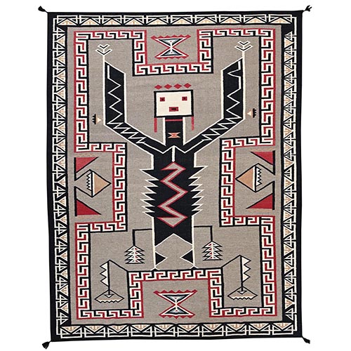 Stone Gray, Flat Weave, American Indian Southwest Geometric Design, Hand Woven, 100% Wool, Oriental 