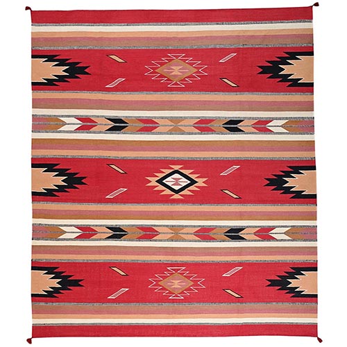 Crimson Red, American Indian Southwest Geometric Design, Flat Weave, Hand Woven, 100% Wool, XL, Oversized, Oriental 