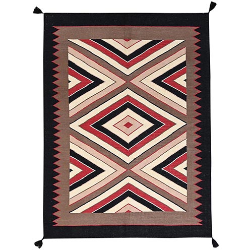 Beaver Brown, Flat Weave, American Indian Southwest Geometric Design, Hand Woven, 100% Wool, Oriental 