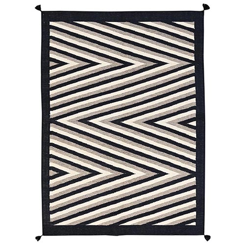 Khaki Brown, Flat Weave, American Indian Southwest Geometric Design, Hand Woven, 100% Wool, Oriental 