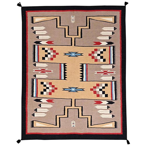 Beaver Brown, Flat Weave, American Indian Southwest Geometric Design, Hand Woven, 100% Wool, Oriental 