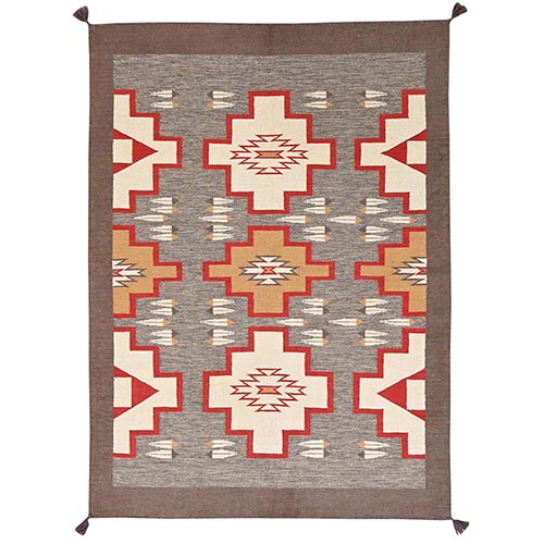 Spanish Gray, Flat Weave, American Indian Southwest Geometric Design, Hand Woven, 100% Wool, Oriental 
