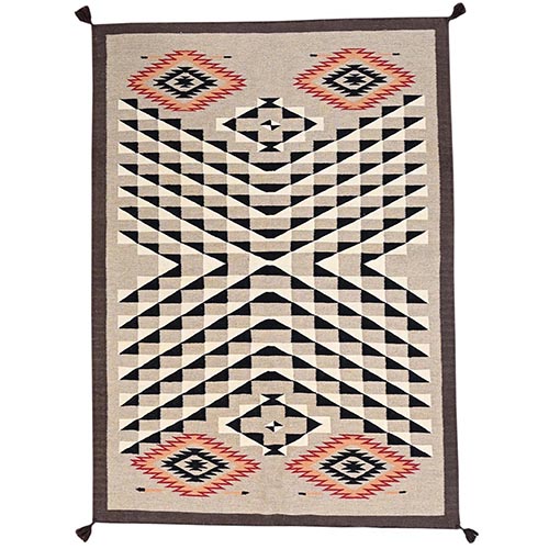 Khaki Brown, Flat Weave, American Indian Southwest Geometric Design, Hand Woven, 100% Wool, Oriental 