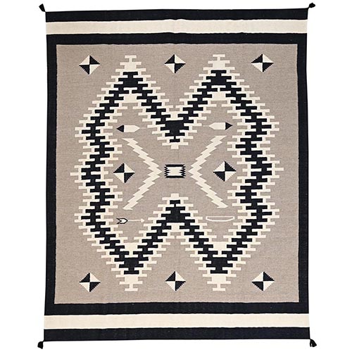 Khaki Brown, Hand Woven, Flat Weave, American Indian Southwest Geometric Design, 100% Wool, Oriental 