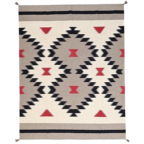 Ivory-Brown, American Indian Southwest Geometric Design, Flat Weave, Hand Woven, 100% Wool, Oriental 