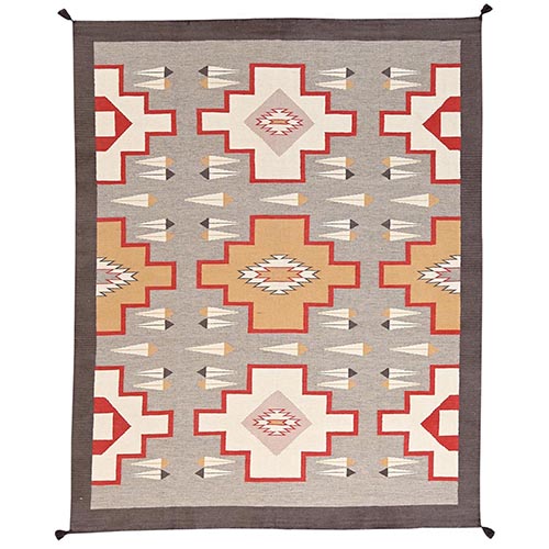 Stone Gray, American Indian Southwest Geometric Design, Hand Woven, Flat Weave, 100% Wool, Oriental 