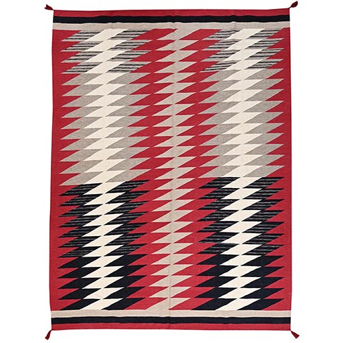 Crimson Red, American Indian Southwest Geometric Design, Flat Weave, Hand Woven, 100% Wool, Oriental 