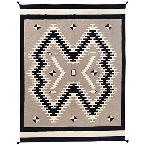 Khaki Brown, American Indian Southwest Geometric Design, Hand Woven, Flat Weave, 100% Wool, Oriental 