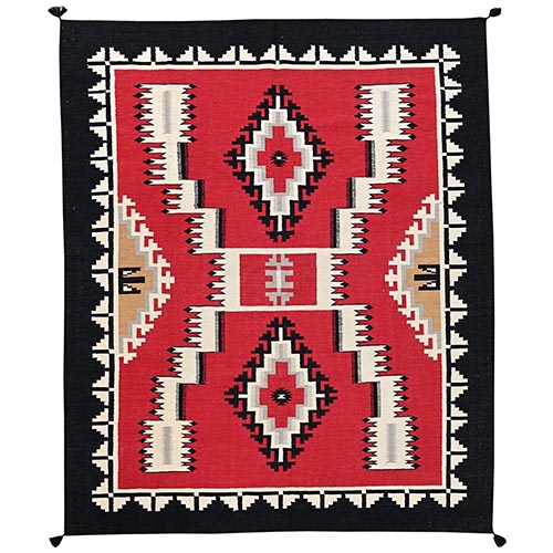 Crimson Red, American Indian Southwest Geometric Design, Hand Woven, Flat Weave, 100% Wool, Oriental 
