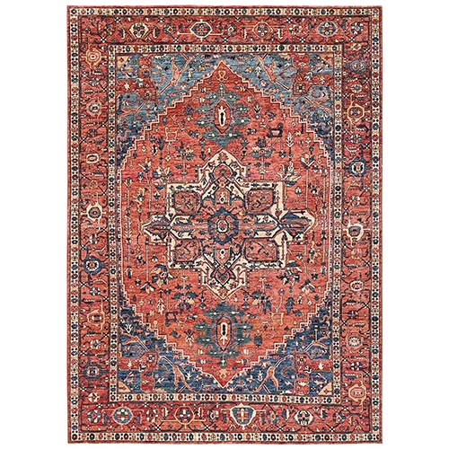 Burnt Orange, Aryana Collection, Serapi Heriz with Large Medallion Design, Vegetable Dyes, High Mountain Wool, Hand Knotted, Soft Pile, Densely Woven, Oriental 