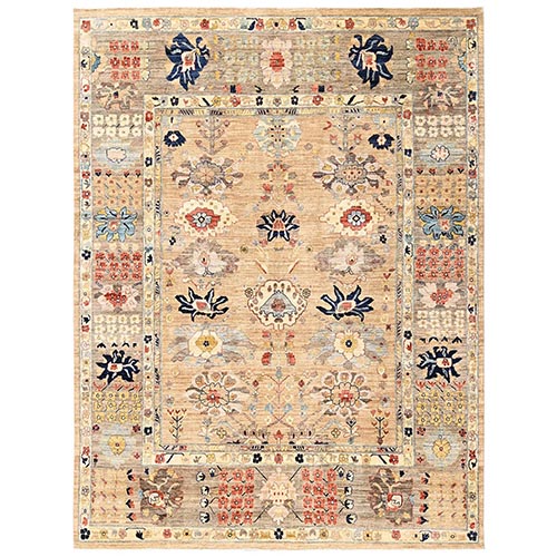Light Brown, Heriz All Over Design, Aryana Collection, High Mountain Wool, Hand Knotted, Soft Pile, Densely Woven, Vegetable Dyes, Oriental 