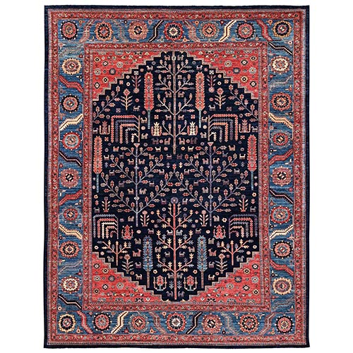 Yale Blue, Aryana Grade, Cypress and Willow Tree Design, High Mountain Wool, Hand Knotted, Vegetable Dyes, Soft Pile, Densely Woven, Oriental 