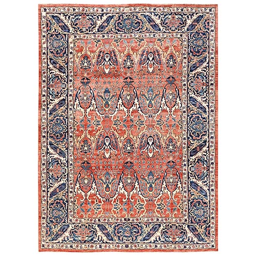 Burnt Orange, Bijar Garus Design, High Mountain Wool, Hand Knotted, Vegetable Dyes, Aryana Collection, Soft Pile, Densely Woven, Oriental 