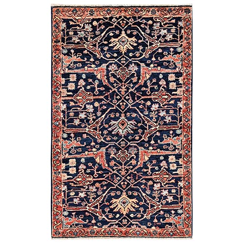 Yale Blue, Aryana Grade, Bijar Garus Design, High Mountain Wool, Hand Knotted, Soft Pile, Vegetable Dyes, Densely Woven, Oriental 