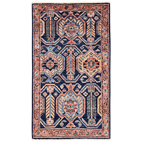 Yale Blue, Antique Bakhtiar Design, Aryana Grade, Vegetable Dyes, Soft Pile, Hand Knotted, High Mountain Wool, Densely Woven, Oriental 