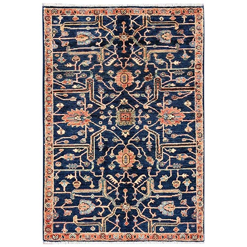 Yale Blue, Antique Heriz Design, Aryana Grade, Vegetable Dyes, Soft Pile, Hand Knotted, High Mountain Wool, Densely Woven, Oriental 