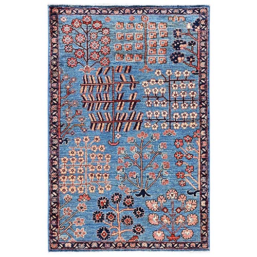 Marlin Blue, Bakhtiar Design, Aryana Grade, Vegetable Dyes, Soft Pile, High Mountain Wool, Hand Knotted, Densely Woven, Oriental 