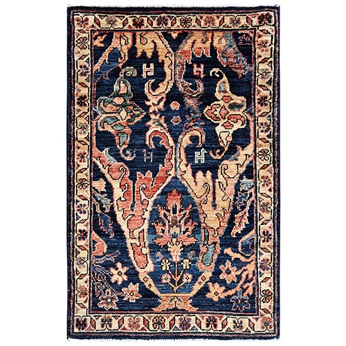 Midnight Blue, Bijar Garus Design, Aryana Grade, Vegetable Dyes, High Mountain Wool, Hand Knotted, Soft Pile, Densely Woven, Mat, Sample, Oriental 