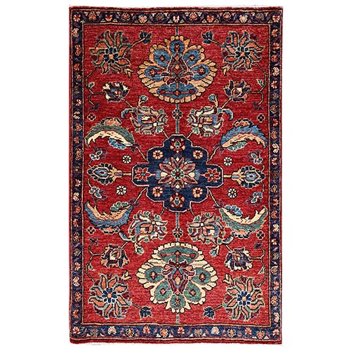 Ajax Red, Heriz Design, Aryana Grade, Vegetable Dyes, Soft Pile, High Mountain Wool, Hand Knotted, Densely Woven, Oriental 
