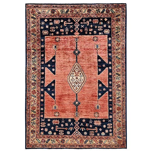 Dark Coral, Antique Caucasian Design, Aryana Grade, Vegetable Dyes, Soft Pile, High Mountain Wool, Hand Knotted, Densely Woven, Oriental 