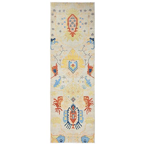 Light Green, Heriz All Over Design, Aryana Grade, Vegetable Dyes, Soft Pile, Hand Knotted, High Mountain Wool, Densely Woven, Runner, Oriental 