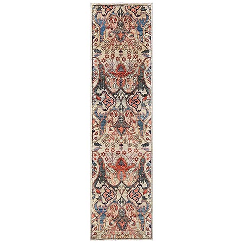 Light Green, Bijar Garus Design, High Mountain Wool, Aryana Grade, Hand Knotted, Soft Pile, Vegetable Dyes, Densely Woven, Runner, Oriental 