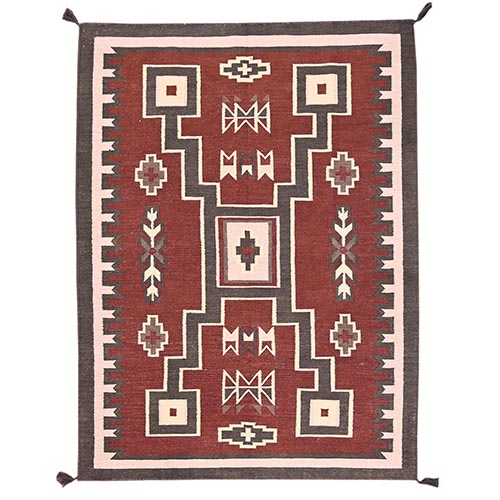 Coconut Brown, Hand Woven, Flat Weave, American Indian Southwest Geometric Design, 100% Wool, Oriental 