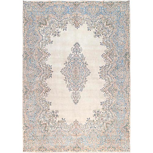 Chiffon White, Vintage Persian Kerman, Good Condition, Clean and Soft, Full Pile, 100% Wool, Hand Knotted, Oriental 