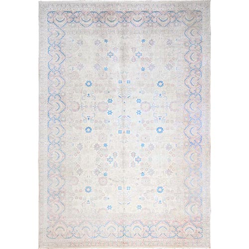 Lace White, Vintage Egyptian XL Mahal, Clean and Soft, Full Pile, 100% Wool, Hand Knotted, Sides and Ends Secured, Oversized, Oriental 