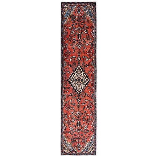 Sunset Colors, Vintage Persian Bibikabad, 100% Wool, Hand Knotted, Worn Down and Distressed, Zero Pile, Sides and Ends Professionally Secured, Runner, Oriental 