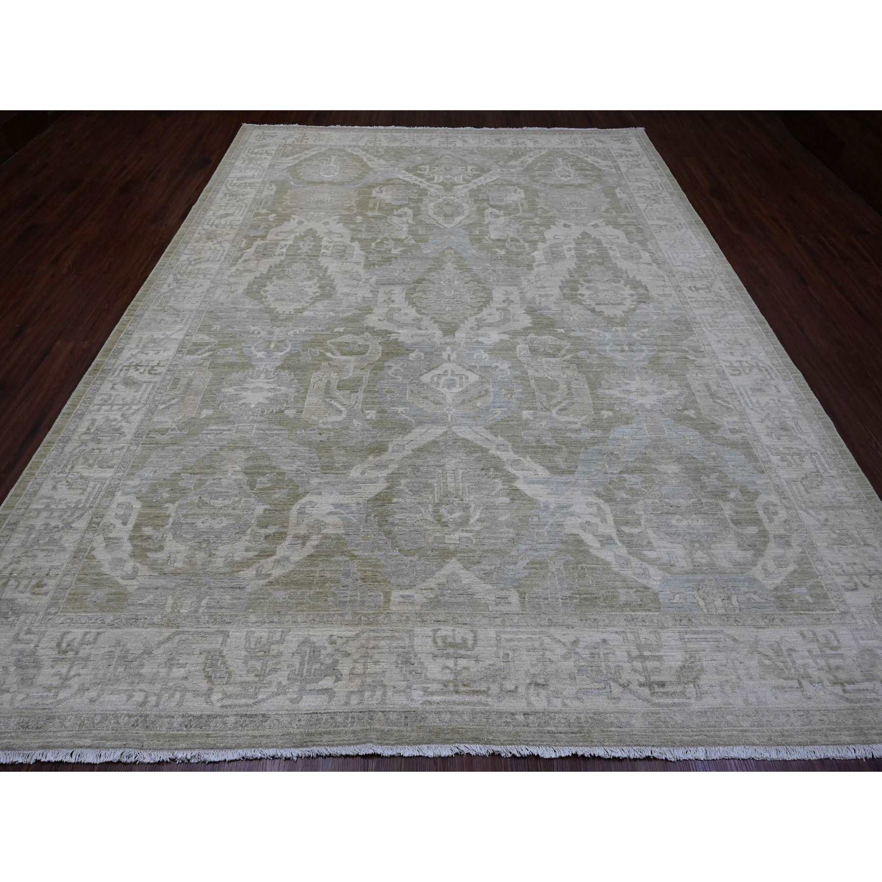 Oushak-And-Peshawar-Hand-Knotted-Rug-100410