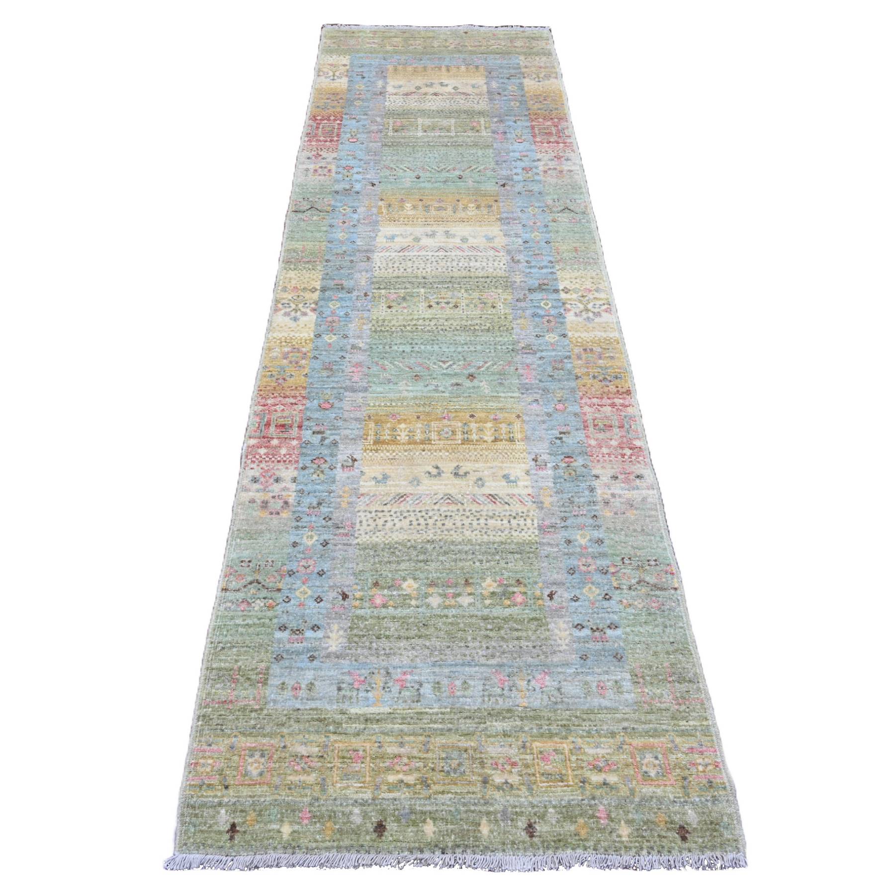 Tribal-Geometric-Hand-Knotted-Rug-100635