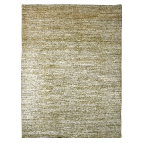 Ecru Brown, Plain Solid Pattern, Hand Knotted, Hand Spun Ghazni Wool, Lush and Plush, Oriental Rug