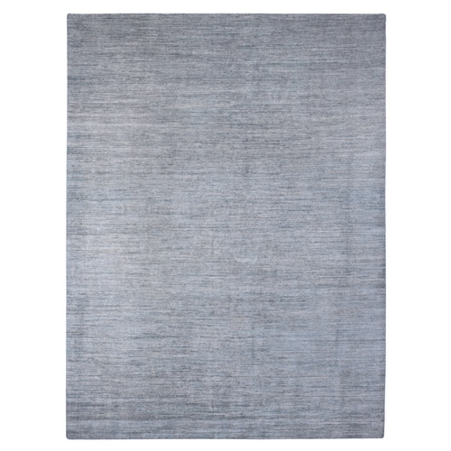 Cloud Gray, Hand Knotted, Plain Solid Pattern, Hand Spun Ghazni Wool, Lush and Plush, Oriental Rug