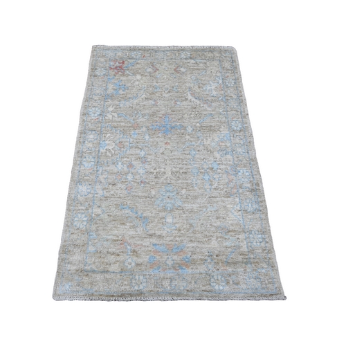 Khaki Brown, Afghan Angora Oushak with Leaf Design, Vegetable Dyes, 100% Wool, Hand Knotted, Oriental Rug